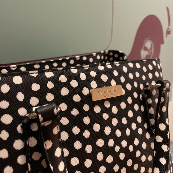 KATE SPADE Black And White Polka Dot Evangeline - Picture 2 of 6